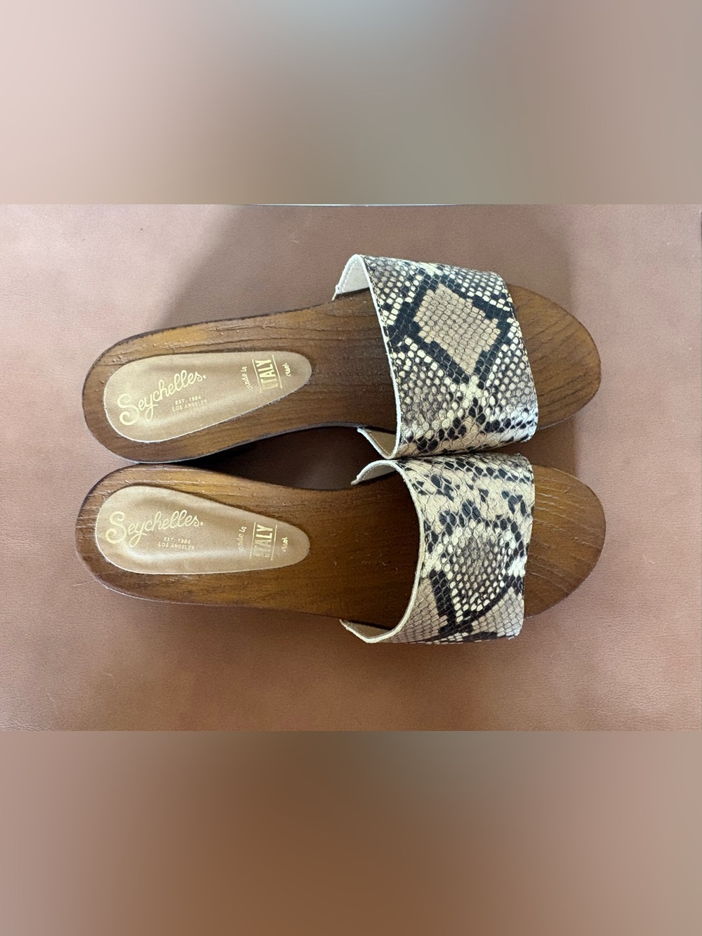 Seychelles Neutral Snake-Print Slide Mules